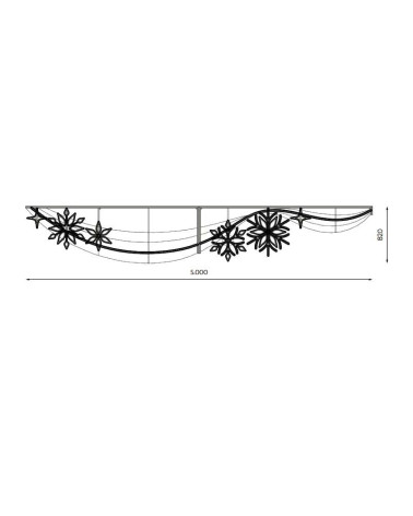 Figura luminosa para calles 5m con 6 estrellas y cintas laterales luz movimiento fria y luces cálidas