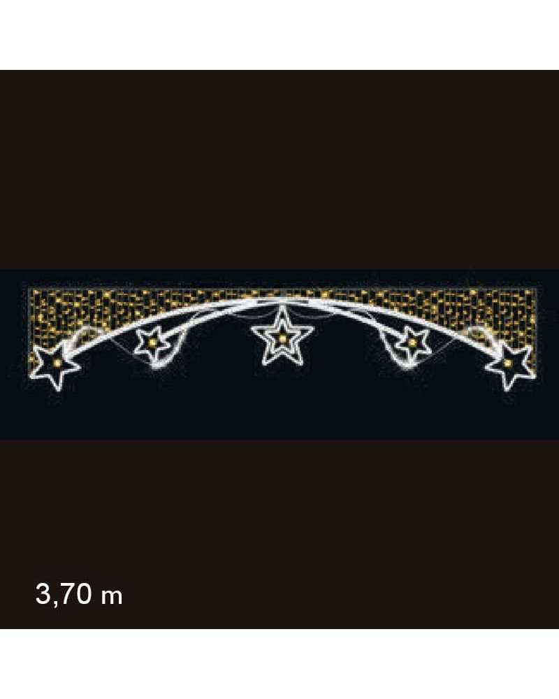 Arco Luminoso Navideño Estrella central y  10 estrellas para calles 5m