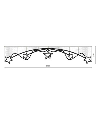 Christmas Light Arch with central star and 10 stars for streets, 5m