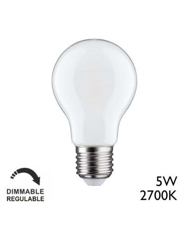Standard Dimmable LED Bulb 5W E27 2700K Frosted Glass 470lm