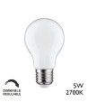 Bombilla LED estándar REGULABLE 5W E27 2700K cristal mate 470Lm
