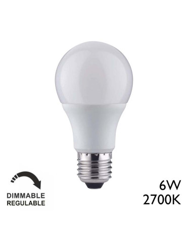 Bombilla PAULMANN estándar LED regulable E27 6W luz cálida 2700K 470Lm