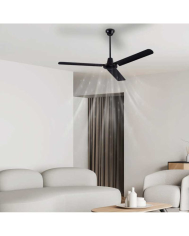 Ceiling fan without light 142cm metal black finish 70W