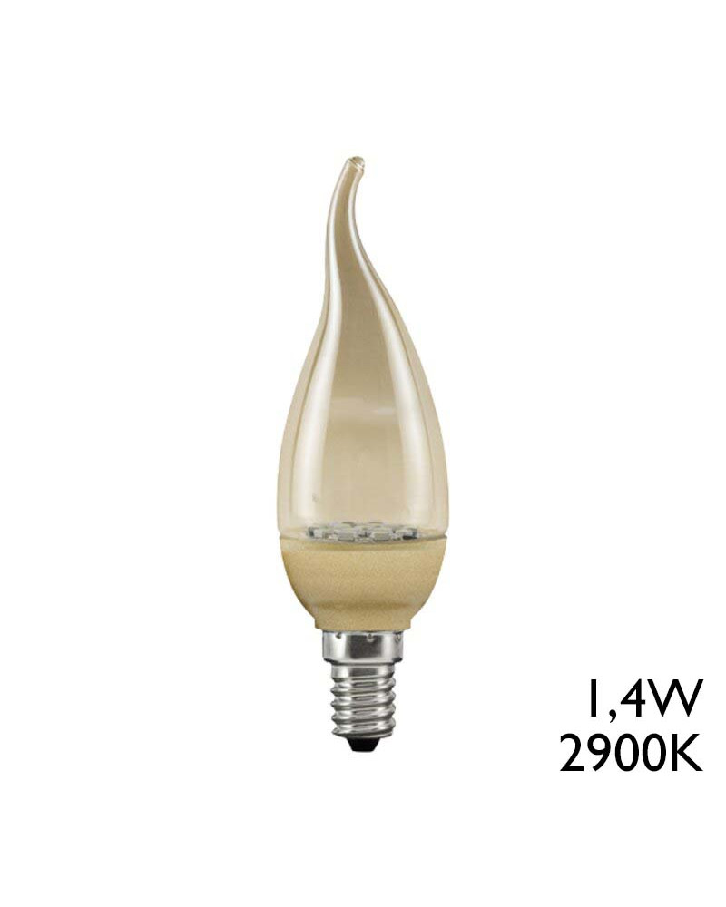 Bombilla LED Paulmann vela rizada 1,4W color oro E14 2900K 60 Lúmenes