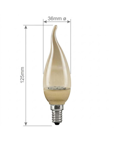 Bombilla LED Paulmann vela rizada 1,4W color oro E14 2900K 60 Lúmenes