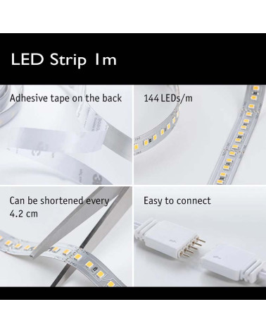 Extensión Tira LED Paulmann de 1m - 12W 1100Lm Blanco Cálido 2700K
