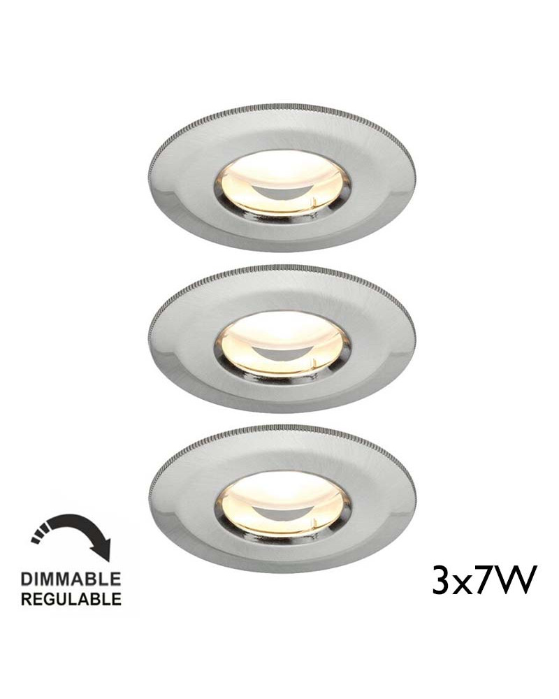 Set 3 Focos LED Empotrables IP65 7W Regulables - Blanco Cálido 2700K