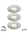 Set 3 Focos LED Empotrables IP65 7W Regulables - Blanco Cálido 2700K