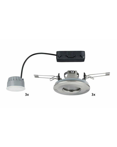 Set of 3 Dimmable IP65 7W LED Recessed Spotlights - Warm White 2700K