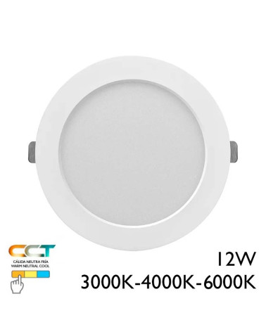 Plafón downlight 16,5cm LED 12W 3CCT redondo de superficie o empotrable acabado blanco (para agujeros desde 6cms hasta 14cms)