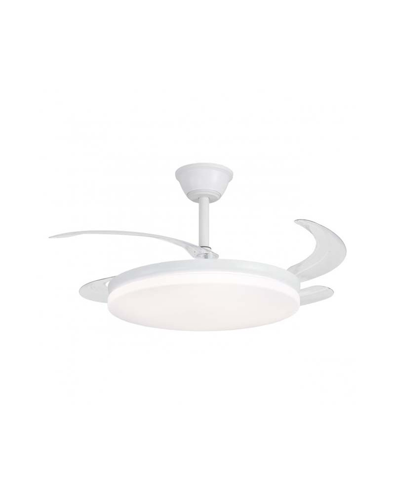 Ventilador de techo 30W PALAS RETRÁCTILES plafón LED 72W 8064Lm REGULABLE acabado blanco