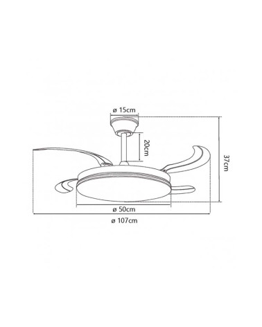 30W ceiling fan with retractable blades, 72W 8064Lm dimmable LED ceiling light, white finish