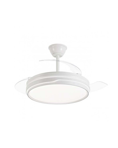 30W Ceiling Fan with Retractable Blades, 50W 5600lm Dimmable LED Light, White Finish