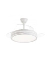 Ventilador de techo 30W PALAS RETRÁCTILES plafón LED 50W 5600Lm REGULABLE acabado blanco