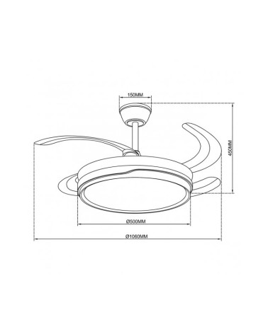 Ventilador de techo 30W PALAS RETRÁCTILES plafón LED 50W 5600Lm REGULABLE acabado oro y blanco