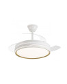 Ventilador de techo 30W PALAS RETRÁCTILES plafón LED 50W 5600Lm REGULABLE acabado oro y blanco