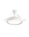 30W Ceiling Fan with Retractable Blades, 50W 5600lm Dimmable LED Light, Silver and White Finish