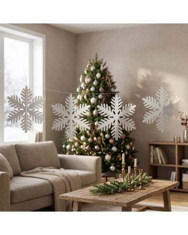 Guirnalda colgante Copo de Nieve-Espejo 3m para decoración Navidad