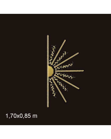Figura Luminosa LED medio sol en luz dorada 170cm