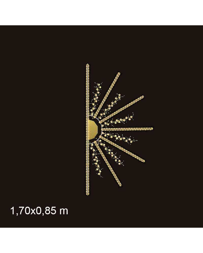 Figura Luminosa LED medio sol en luz dorada 170cm