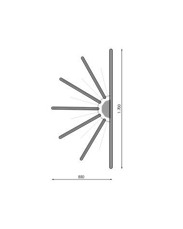 Figura Luminosa LED medio sol en luz dorada 170cm
