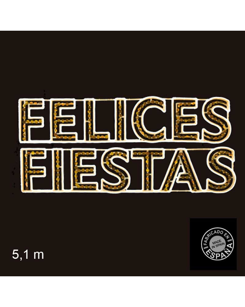 Cartel para calles FELICES FIESTAS doble Neón lentejuelas de 5,1 metros LEDs 270W