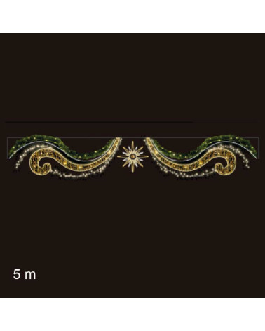 Arco LED de Calle Navideño con espirales doradas y Estrella 500x76 cm con Intermitencia