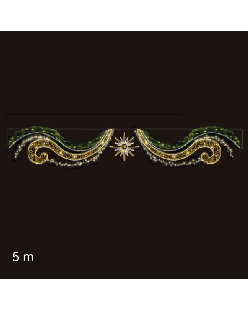 Arco LED de Calle Navideño con espirales doradas y Estrella 500x76 cm con Intermitencia