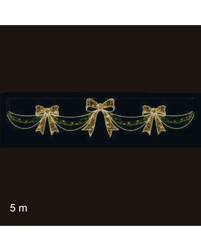 Arco LED de Calle Navideño con Lazos Dorados y Guirnalda 500x101 cm con Intermitencia