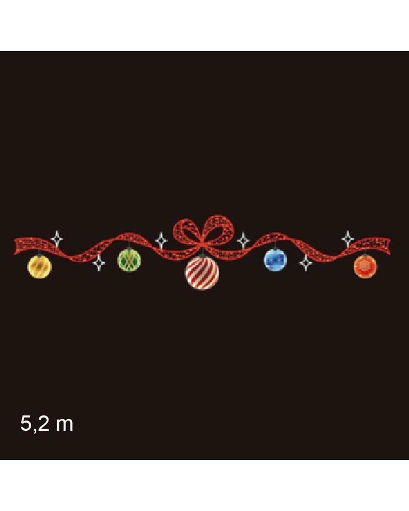 Arco LED de Calle Navideño Lazos Rojos con Bolas Multicolor 520x104 cm con Intermitencia