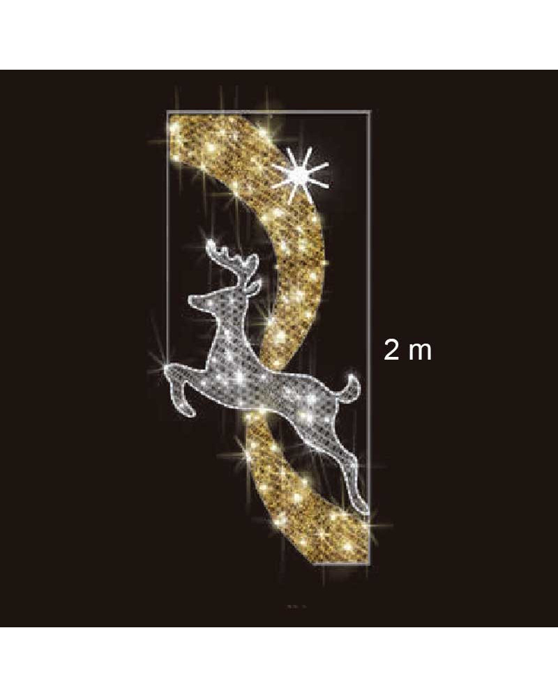 Motivo Luminoso reno y  estela para farolas y calles 200cm x 71cm para calles luz intermitente