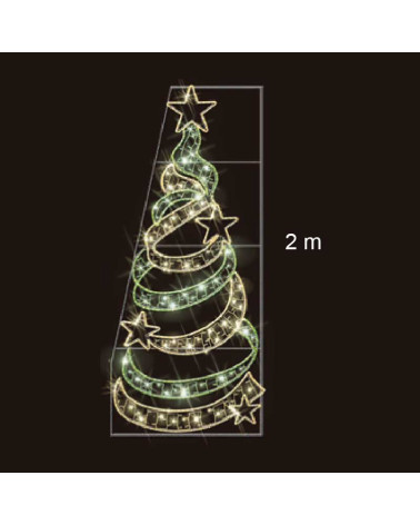 Figura luminosa  LED para Farola Árbol de Navidad en Espiral 200x69 cm con Intermitencia