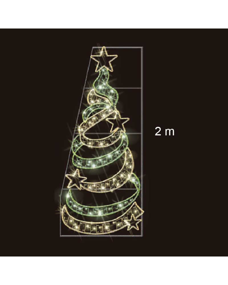 Figura luminosa  LED para Farola Árbol de Navidad en Espiral 200x69 cm con Intermitencia