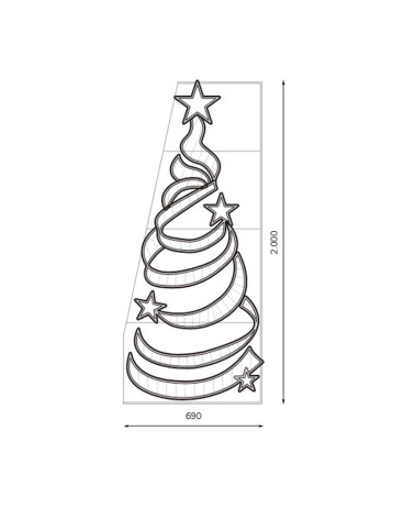 Figura luminosa  LED para Farola Árbol de Navidad en Espiral 200x69 cm con Intermitencia