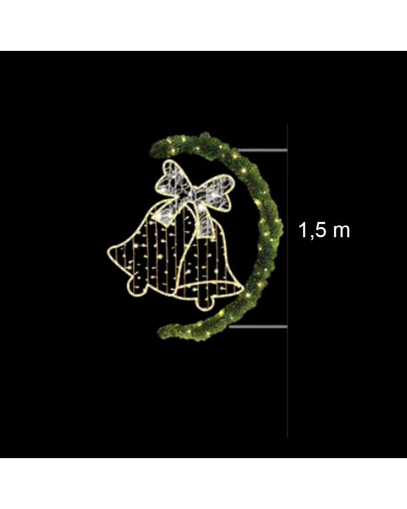 Figura LED Navideña Campanas con Lazo y Guirnalda verde 150x130 cm e e Intermitencia