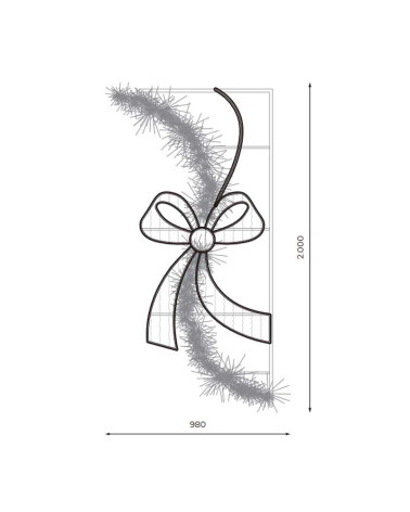 Figura LED Navideña Lazo Dorado con Guirnalda 200x98 cm con Enchufe e Intermitencia