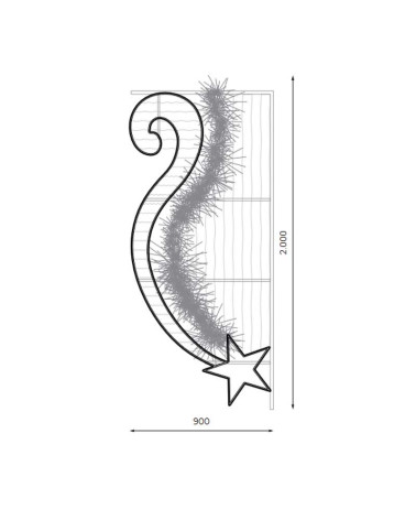 Figura luminosa LED para Farola Estrella fugaz y guirnalda 200x90 cm con enchufe e Intermitencia
