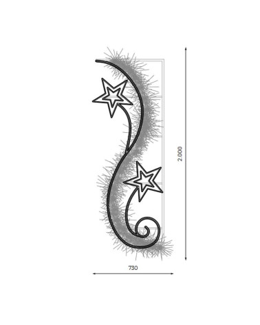 Figura LED para Farola Navideña con Doble Estrella Luz Cálida y Fría 200x73 cm con Enchufe e Intermitencia