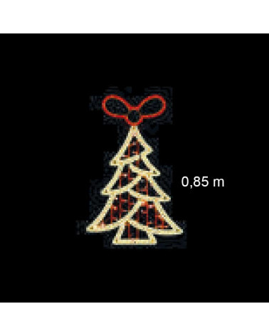 Figura LED Navideña Árbol de Navidad con Lazo Rojo 85x55 cm con Enchufe e Intermitencia
