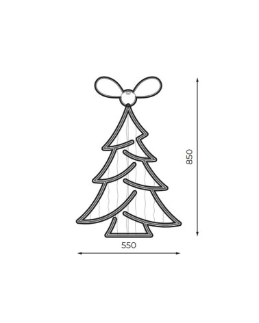 Figura LED Navideña Árbol de Navidad con Lazo Rojo 85x55 cm con Enchufe e Intermitencia