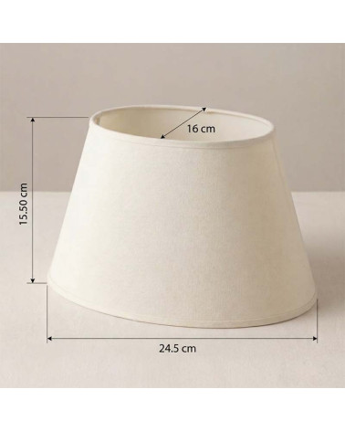 Pantalla ovalada color crema 24.5x16x15.5 cm para bombilla E27