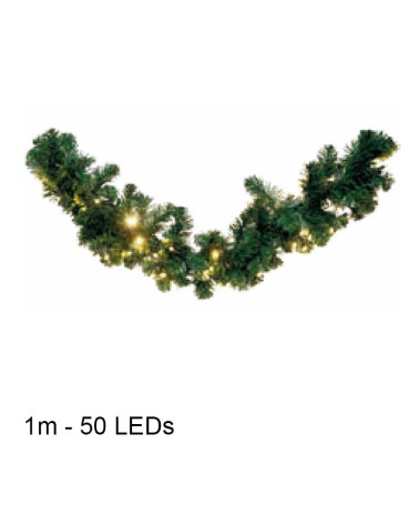 Guirnalda empalmable verde rama pino 100cm con 50 luces intermitentes luz calida 3,2W IP65