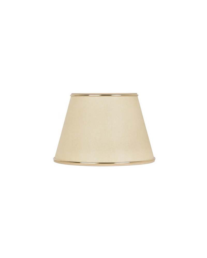 Pantalla cónica Ø14 cm color crema con detalles dorados