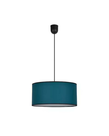 Cylindrical pendant lamp Ø38 cm E27 in peacock green and black fabric