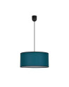 Lámpara colgante cilíndrica Ø38 cm E27 en tela verde pavo real y negro