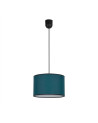Cylindrical pendant lamp Ø28 cm E27 in peacock green and black fabric