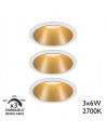 Set 3 focos LED empotrables blanco y oro IP44 6W regulables 2700K