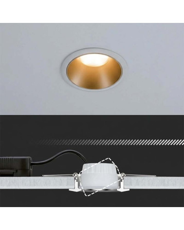 Set 3 focos LED empotrables blanco y oro IP44 6W regulables 2700K
