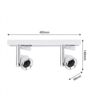 Track light 40cm with two adjustable lights GU10 max. 10W chrome finish