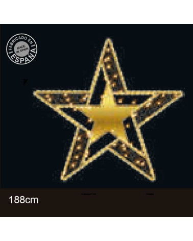 LED Christmas Figure Large Golden Star Double Structure 188x179 cm with Plug and Flashing